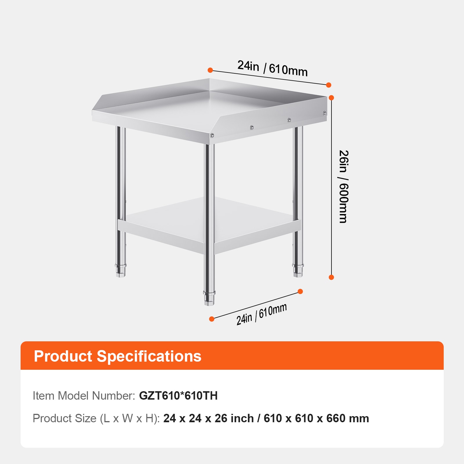 Stainless Steel Commercial Food Prep Work Table With Backsplash_voghion.com